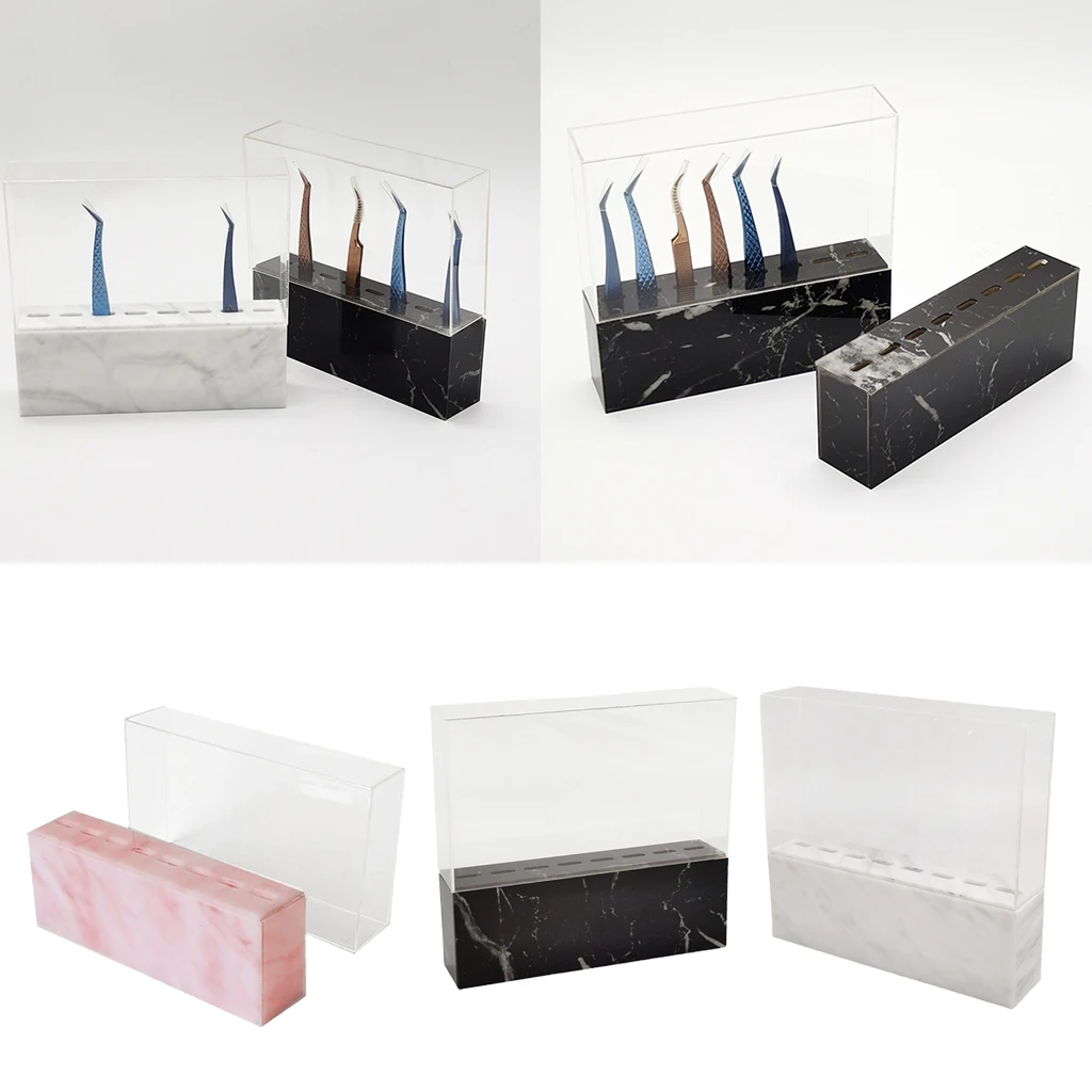 8 Holes Tweezers Stand Holder Storage Rack for Eyelashes Extension , Acrylic Tweezers Shelf