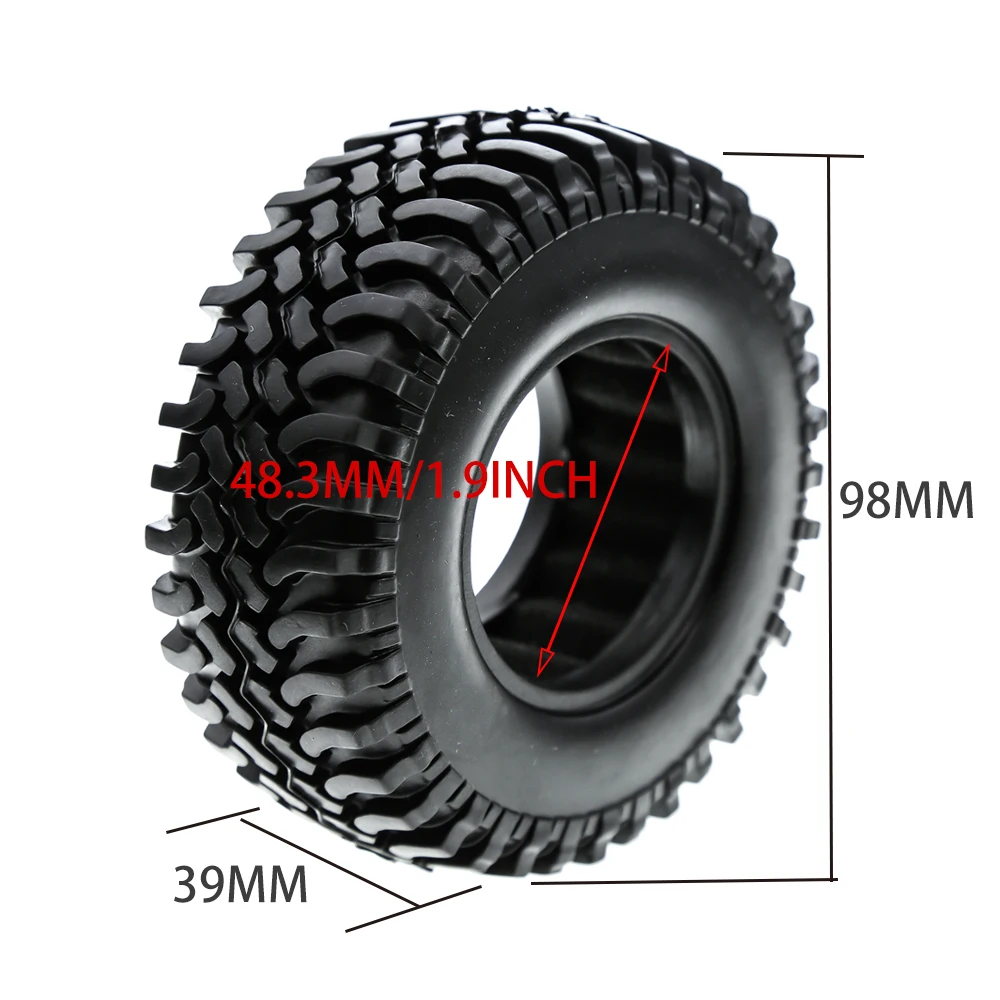 1.9" 96mm/108mm RC Tires Rubber Tyre for RC4WD Axial SCX10 D90 D100 90046 TRX4 