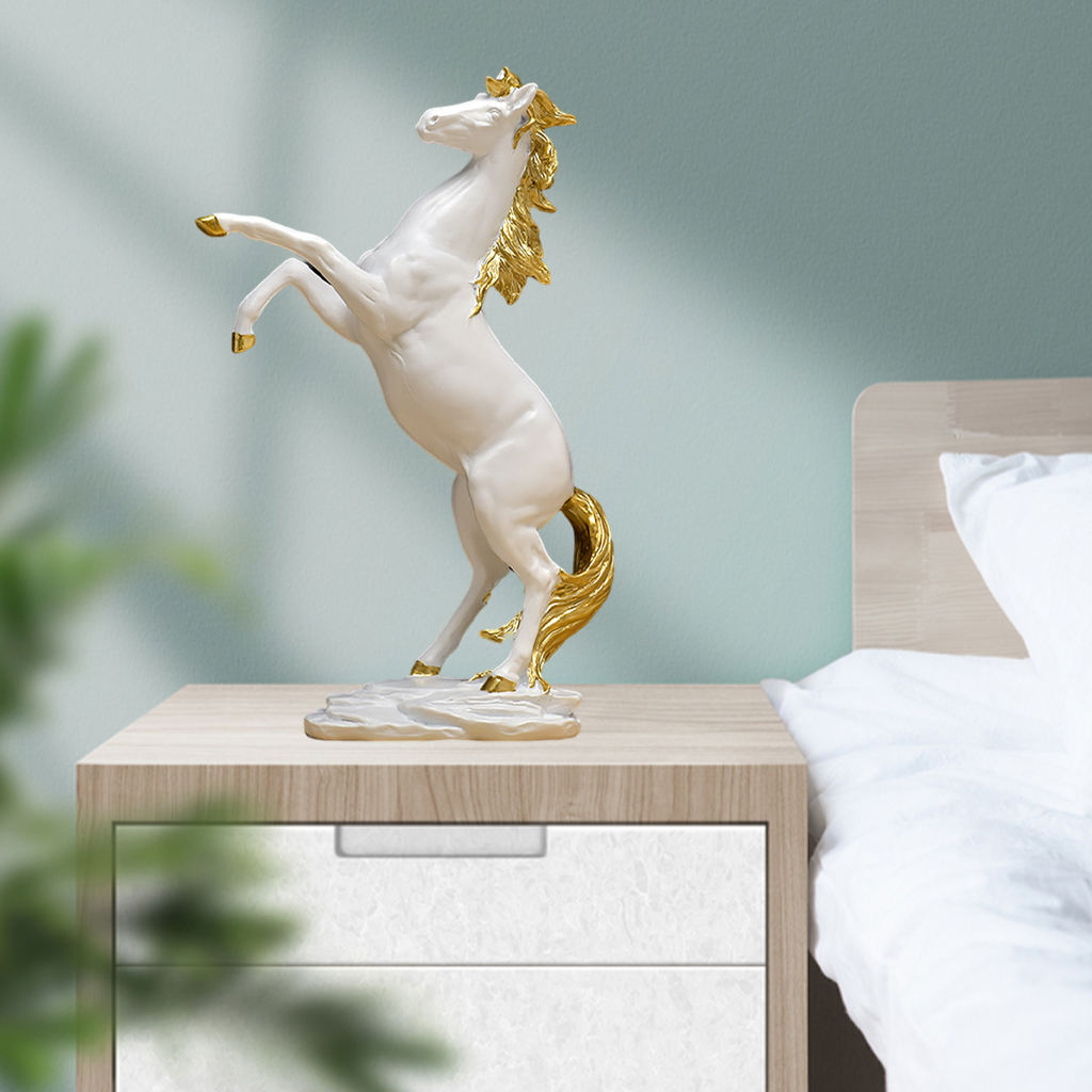 Galloping Horse Statue Resin Horse Figurine Decoration Bookcase Bookshelf Shelf Powerful Horse Sculpture Ornament