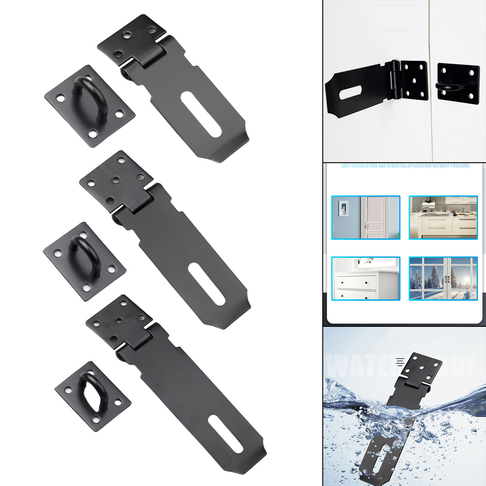 Stainless Steel Thickened Lock Plate Burglar-proof Hasp Latch Padlock Clasp Staple Door Bolt Window