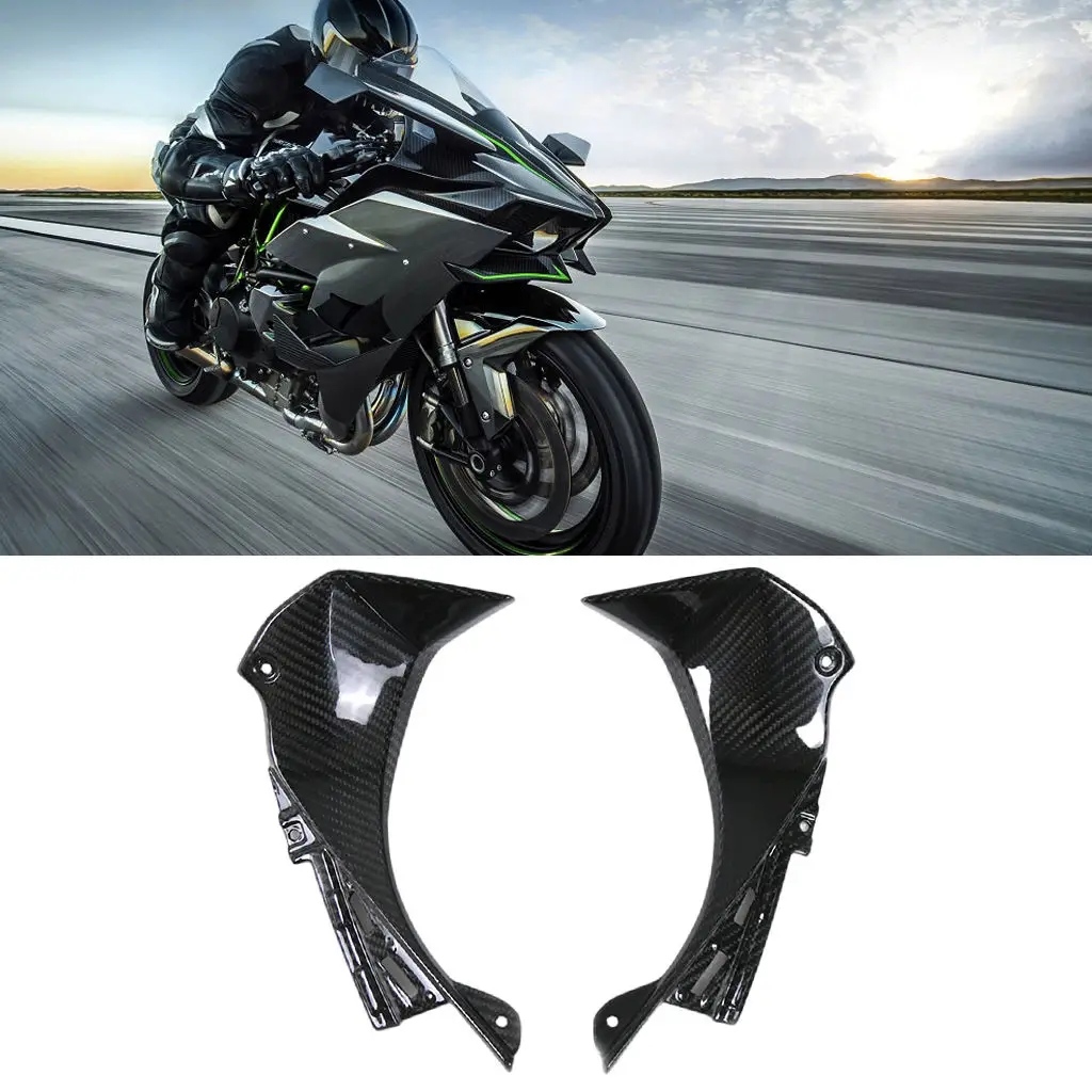 2Pcs Motorcycle Front Fairing Carbon Fiber Protectors Winglet Fit for Kawasaki ZX6R 2019-2020 Parts Modification Accessories