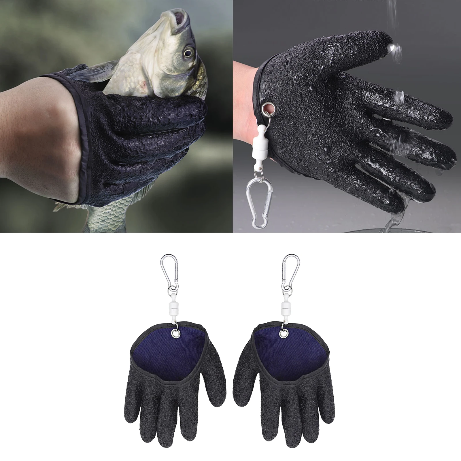 Right/Left Fishing Gloves W/ Magnet Hooks Puncture Resistant Anti- Glove