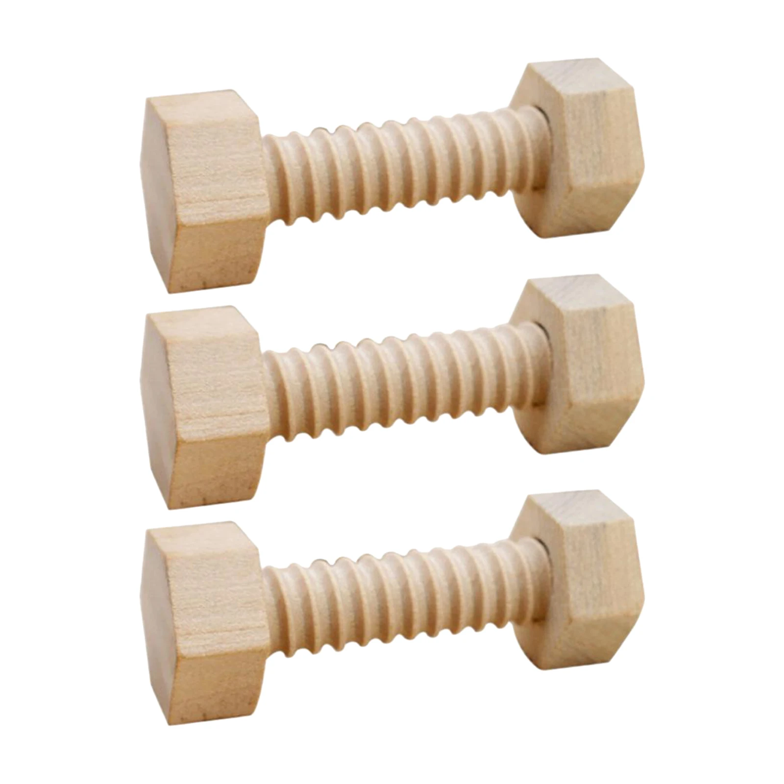 3Pcs Kids Educational Toys Assembling Wooden Toy Wood Screw Nut Hands-on Toy