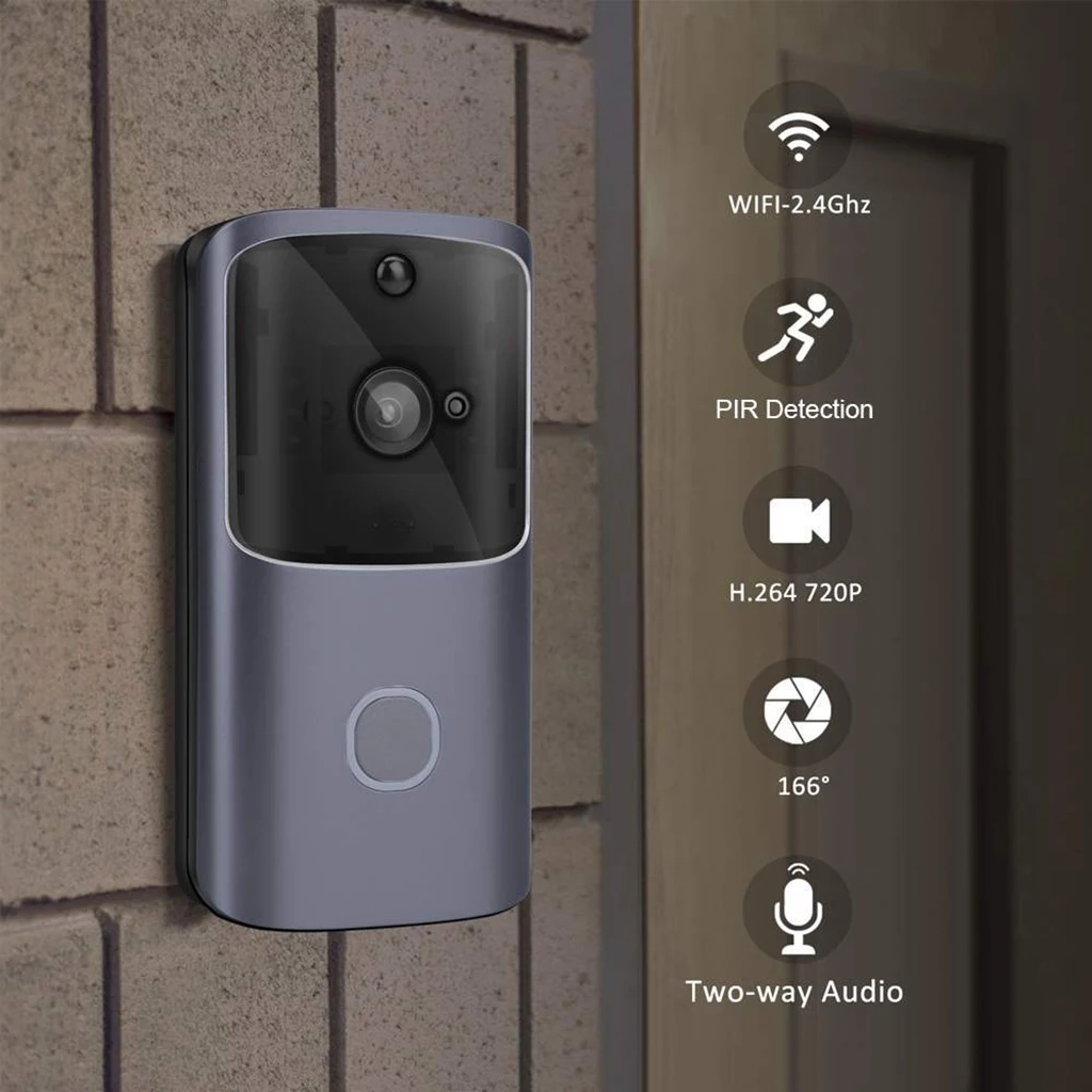 WIFI Video Doorbell, Smart Doorbell 720P HD Security Camera Chime Night Vision