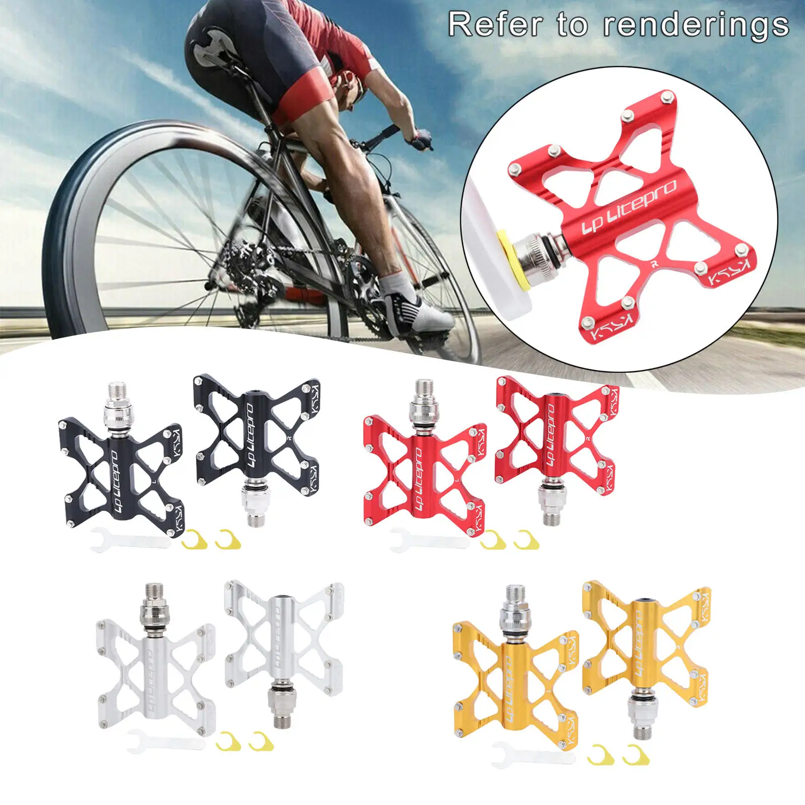 Ultralight Bike Flat Platform Pedals Anti-Slip Mountain Road MTB BMX Folding Bicycle Cycle 9/16``