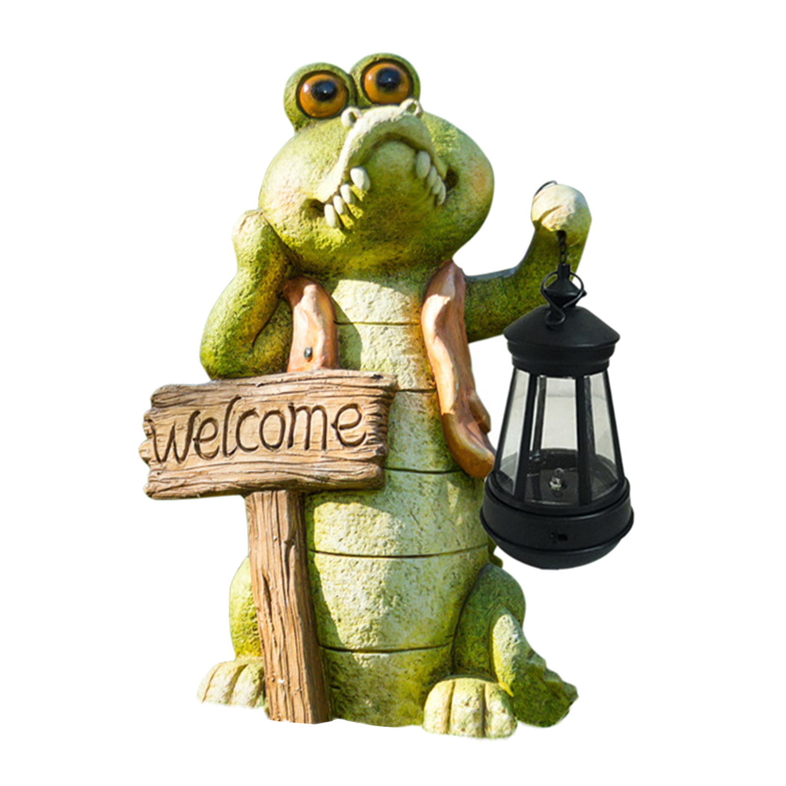 Resin Crocodile Alligator With Solar LED Light Garden Dwarf Statue Ornaments Garden Decoration Outdoor Gift For Kids