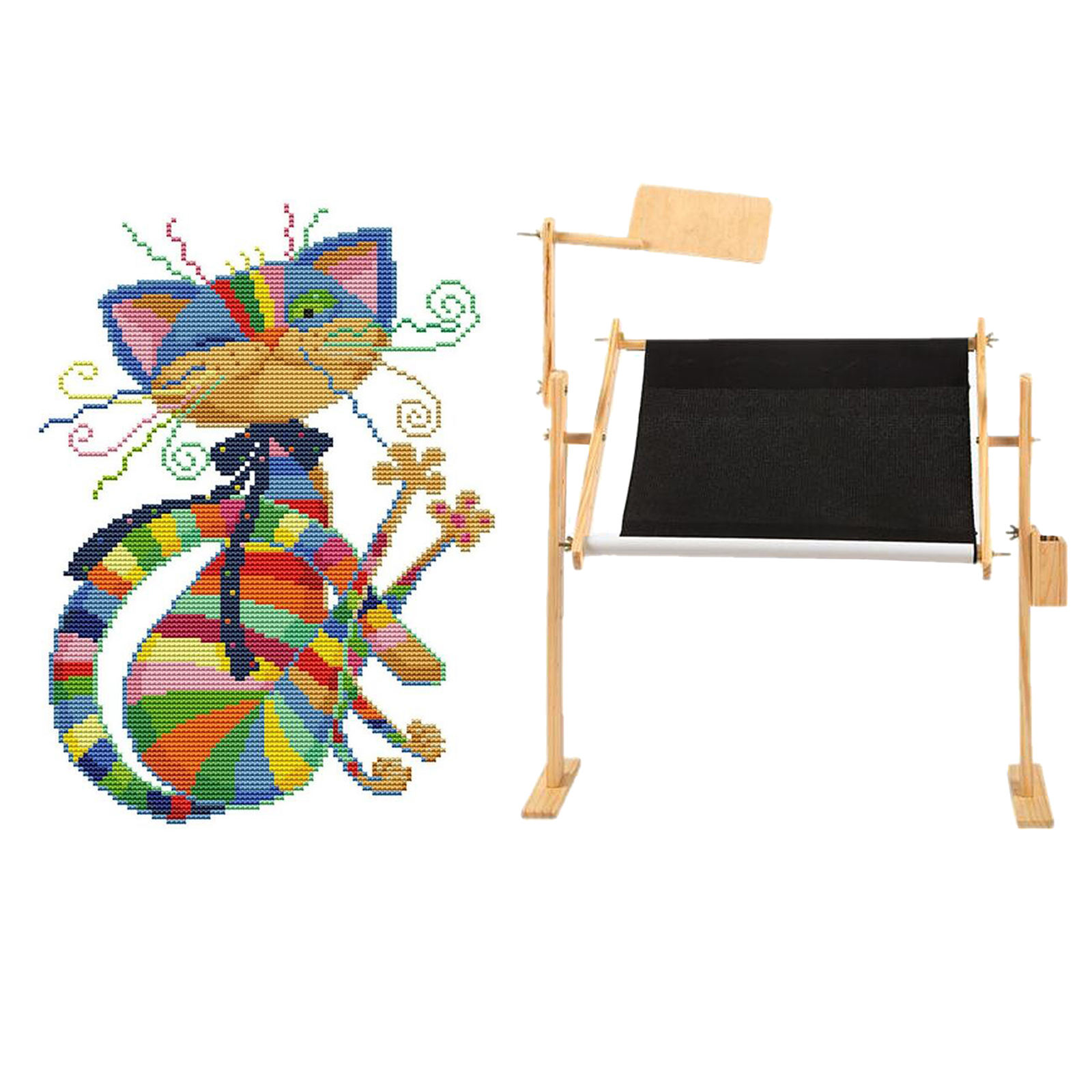 Needlework Table Lap Hands-Free Stand with Adjustable Frame Made of Natural Wood Tapestry Cross Stitch Embroidery Frame Holder