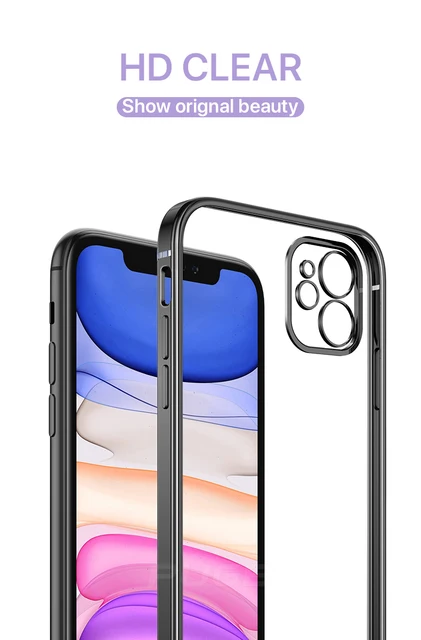 For iPhone 11 12 Pro Max Case Luxury Plating Flat Sides TPU Cover For Apple  iPhone 12 Mini X XS XR Soft Clear Shockproof Coque - Price history & Review