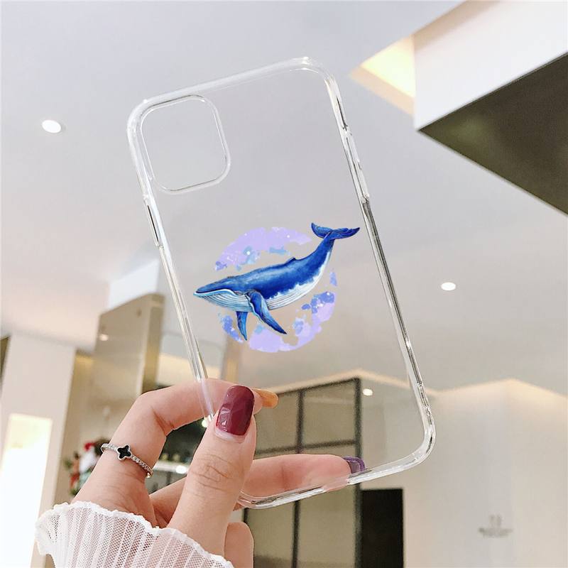 killer whale Phone Case for iPhone 11 12 13 pro XS max mini 6 6s 7 8 plus X XR SE2020 Samsung A 51 50 52 Transparent cover funda iphone 13 pro max case clear