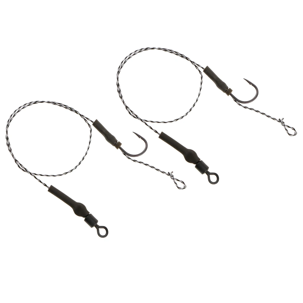 Pack Of 2pcs Carp Fishing Hair Rigs Carbon Steel Hooks Fishing Accessories