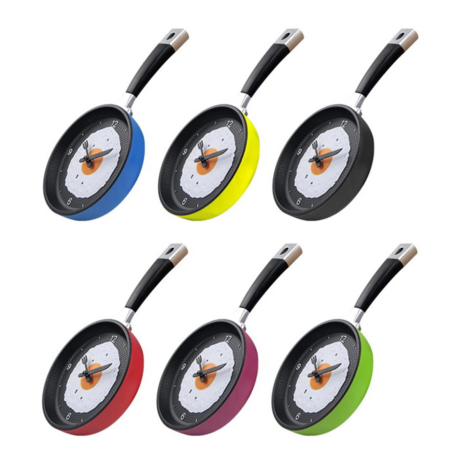 Fried Egg Frying Pan Wall CLOCK Novelty Cutlery Kitchen Cafe DIY Decoration Red 