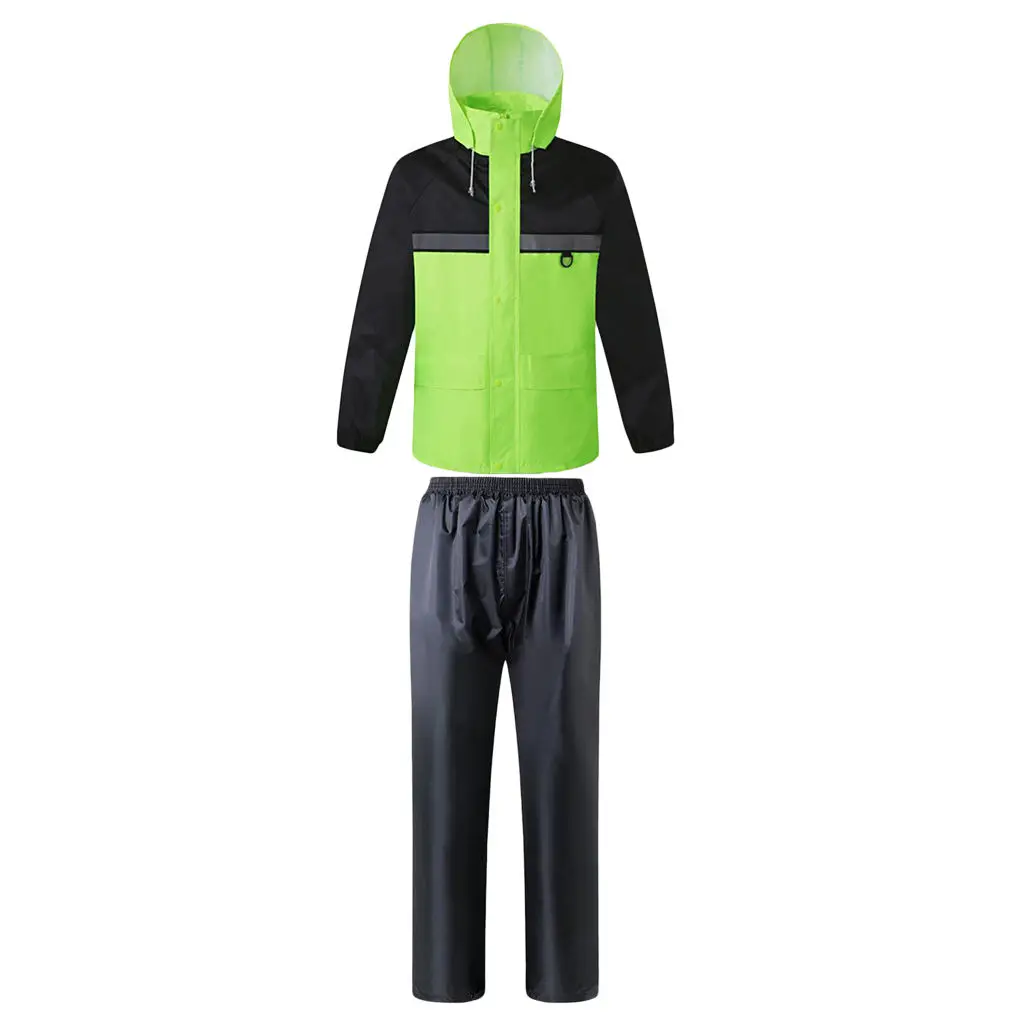 Waterproof Windproof Jacket Trousers Pants Reflective Rain Suit Coat Green