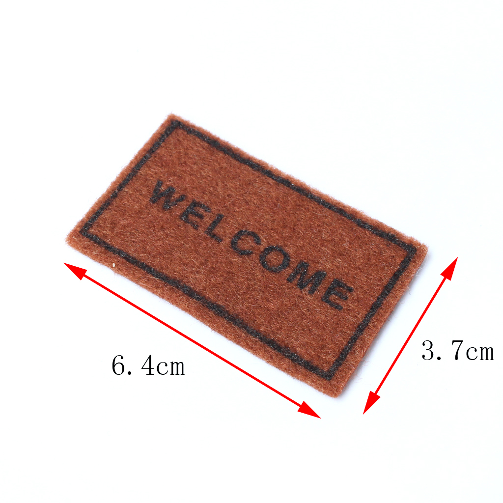 Dollhouse Miniature Rug, Brown WELCOME Flooring Carpets for Doll Living Room Decor