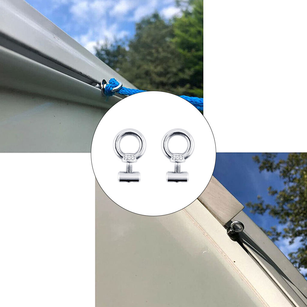 M4 Lifting Eye Nut 304 Stainless Steel Ring Shape Tent Stopper Screw Bolt 2 Set for Boat Camper Awning Accessories Moulding