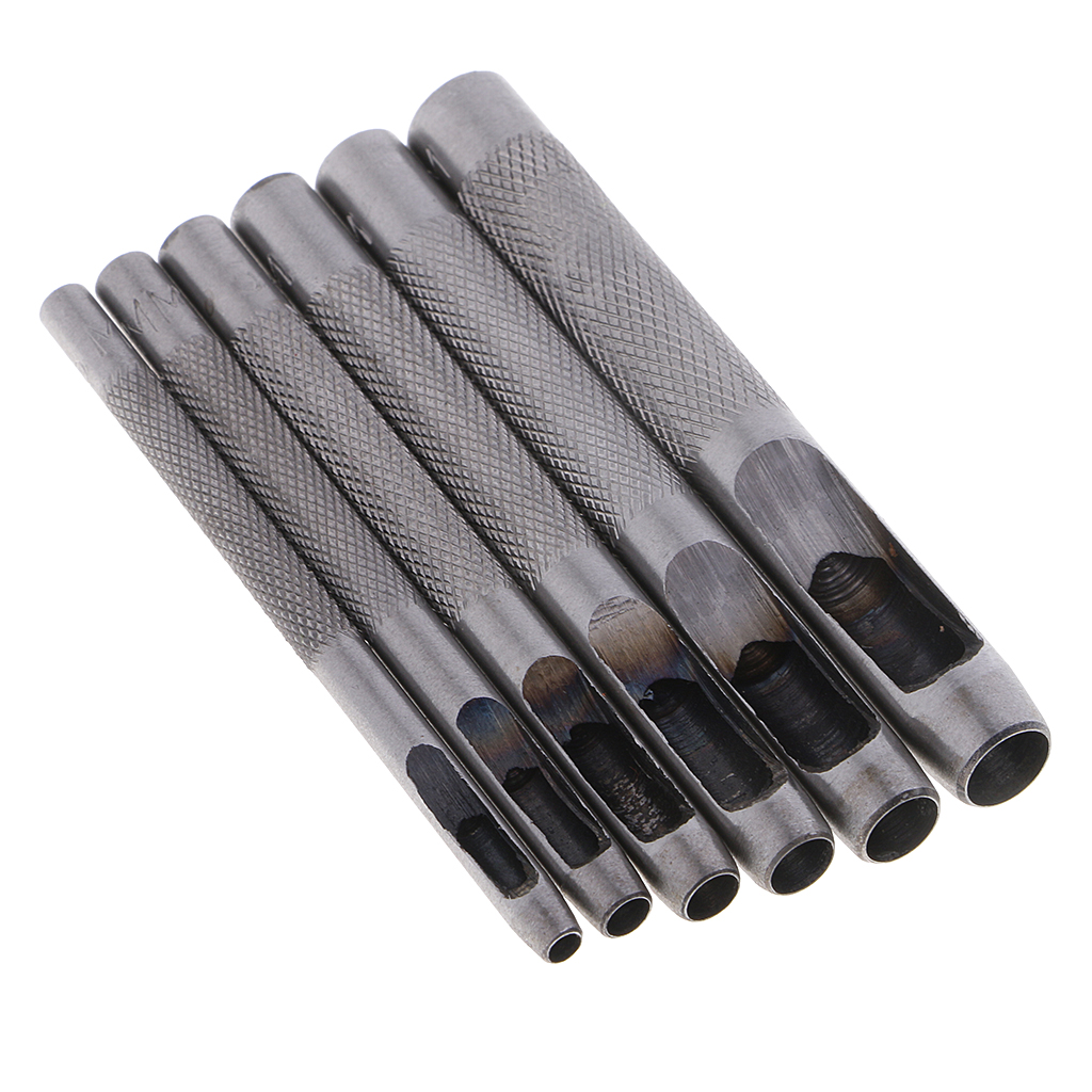 6Pcs/set Leather Hole Puncher Hollow Round Punch Tool Strap Belt Stitching 3mm-8mm