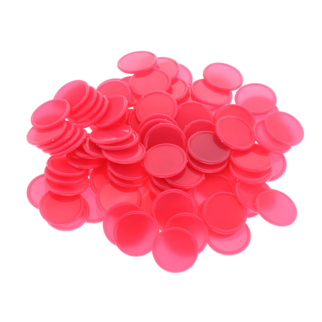 100Pcs Plastic Learning Counters Disks Bingo Chip Counting Discs Markers, Poker Chips Game Tokens with Storage Box, 25mm/1 Inch