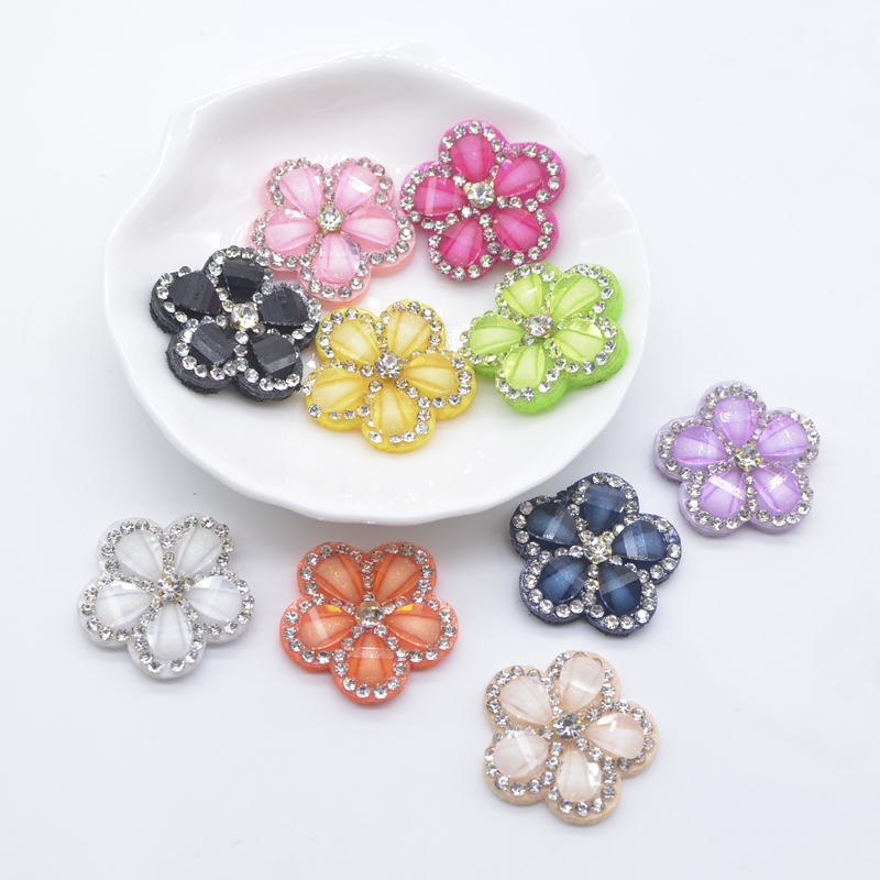 10 Stück 25 mm Strass-Blumen-Kristall-Applikationen für DIY-Handwerk, Kleidung, Hut, Schuhe, Patches, Kopfbedeckung, Haarspange, Schleife, Dekor-Zubehör – Detail 1