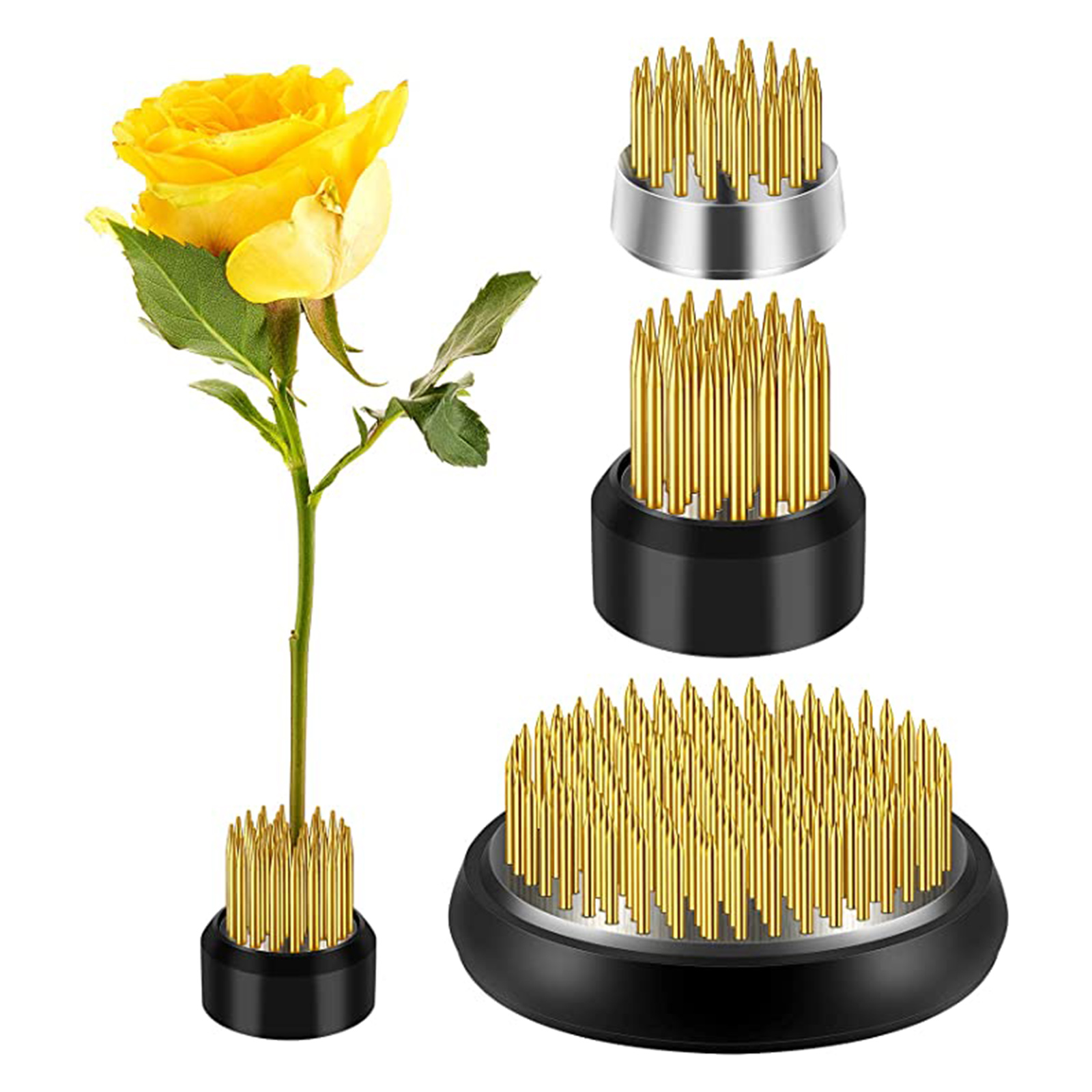 3Pcs Round Flower Frog Ikebana Metal Flower Arrangement for Arrangement