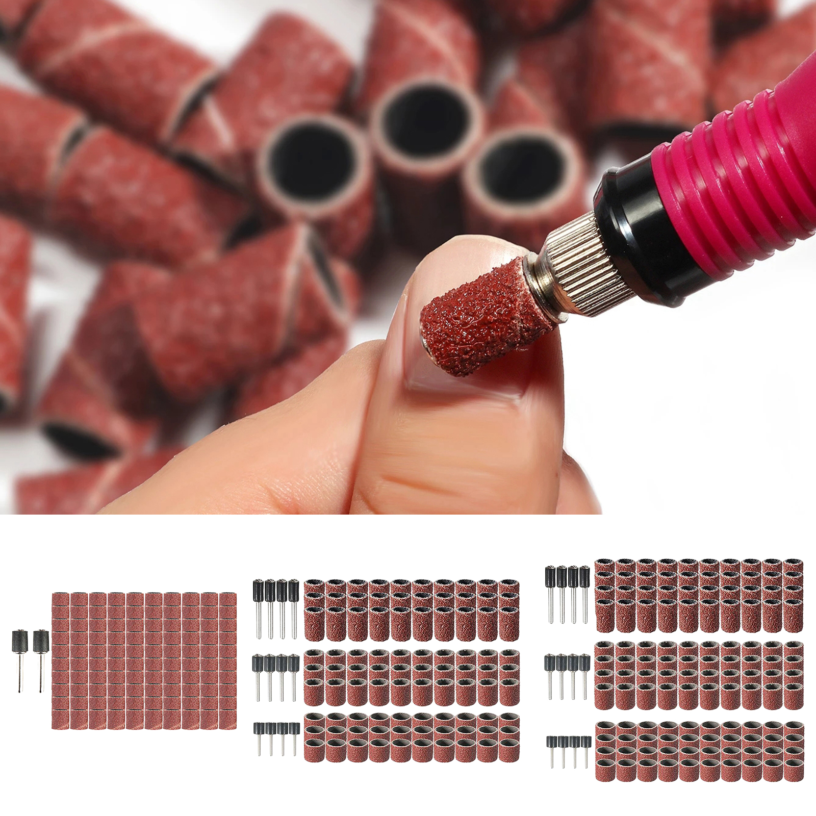 102PCS/ 132PCS Sanding Bands Sanding Band Drum Grit Sandpaper + Mandrel For Sand Shape Groove Woods Fiberglass Rotary Tool
