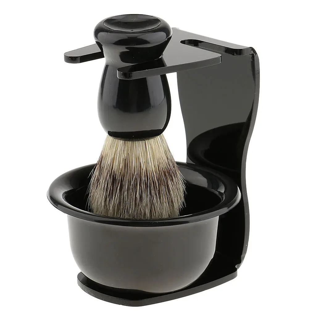 Men`s Shave Set Shaving Brush+Steel Stand Holder+ Bowl Travel Kit Facial care tools High Quanlity