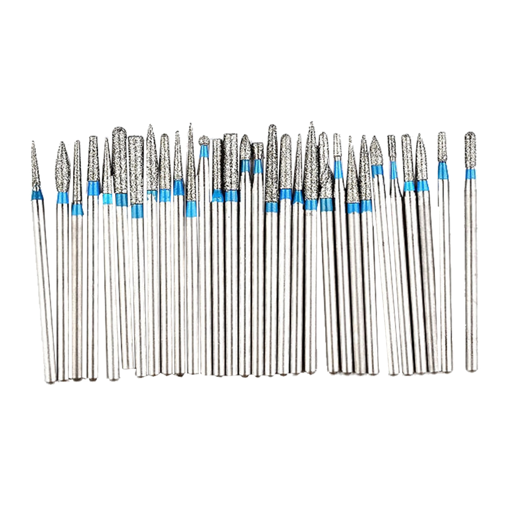 30 Types Diamond Nail Drill Bit Rotary Milling Tungsten Steel Metal Bits Set for