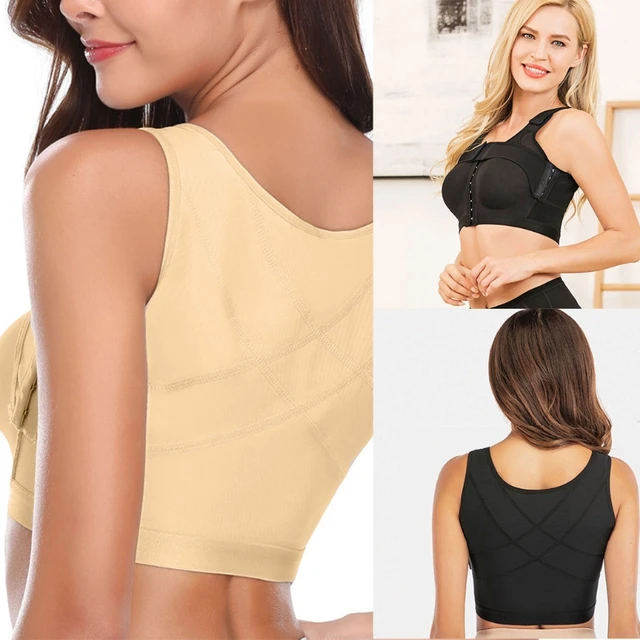 Lady Post Surgical Breast Back Bra Support Yoga Shaper Front Closure Push  Up Top