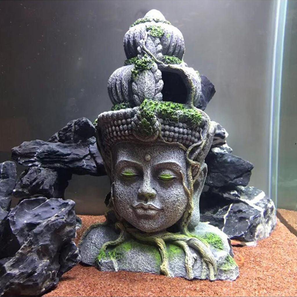 Guanyin Bodhisattva Statue Head Fish Tank Landscaping Ornament Simulation Crafts Aquarium Decorations Fish Entertainment