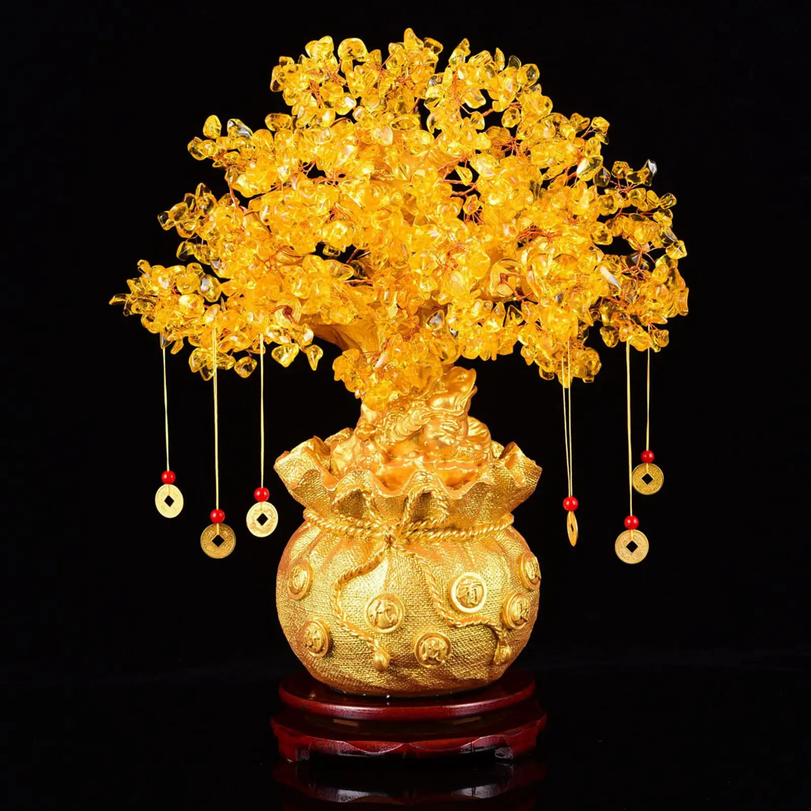 Albero dei soldi fortunato money tree di cristallo giallo Feng Shui regalo decor 