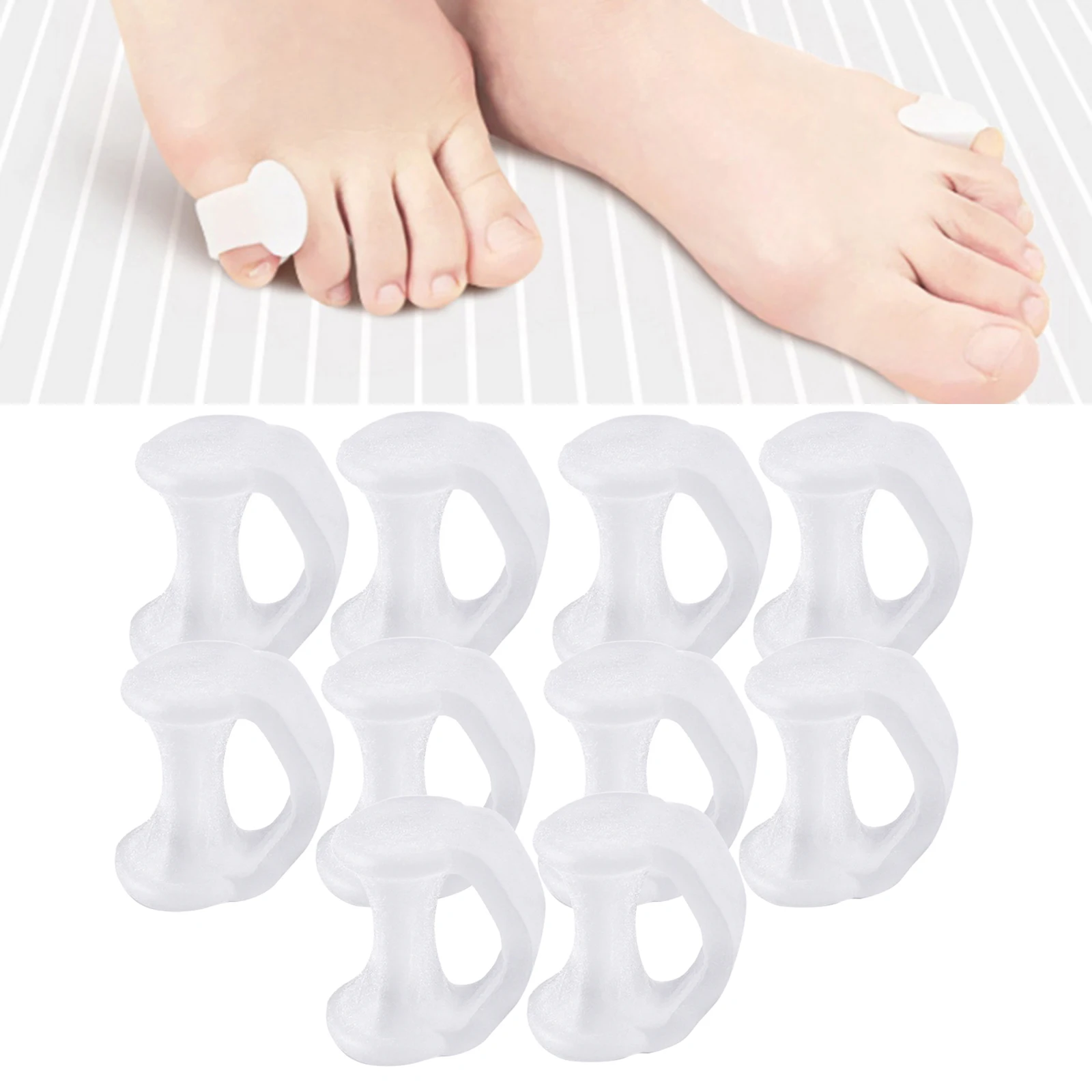 5 Pairs of Soft Sleeves Pinky Toe Corrector Toe Separators for Overlapping Ze