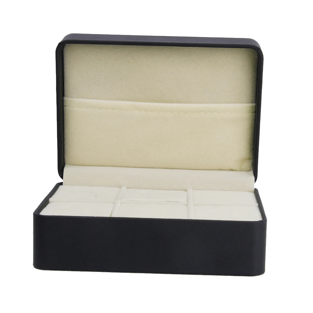 PU Leather Velvet Jewellery Box Tie Clip Brooch Pin Storage Case Holder