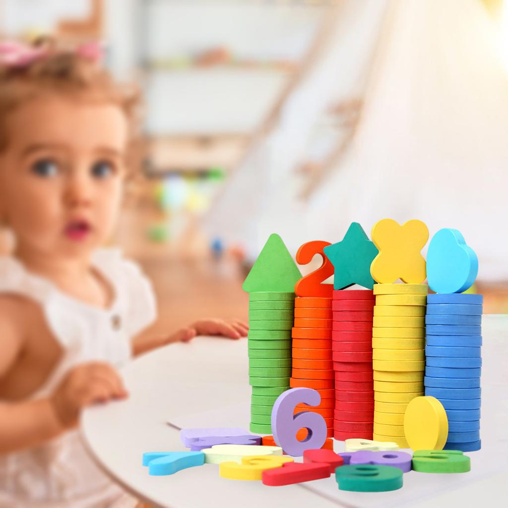 Wooden Toys Math Game Digital Arithmetic Teaching Aids Stacking Toy for Intelligence Development Computation Color Recogniton