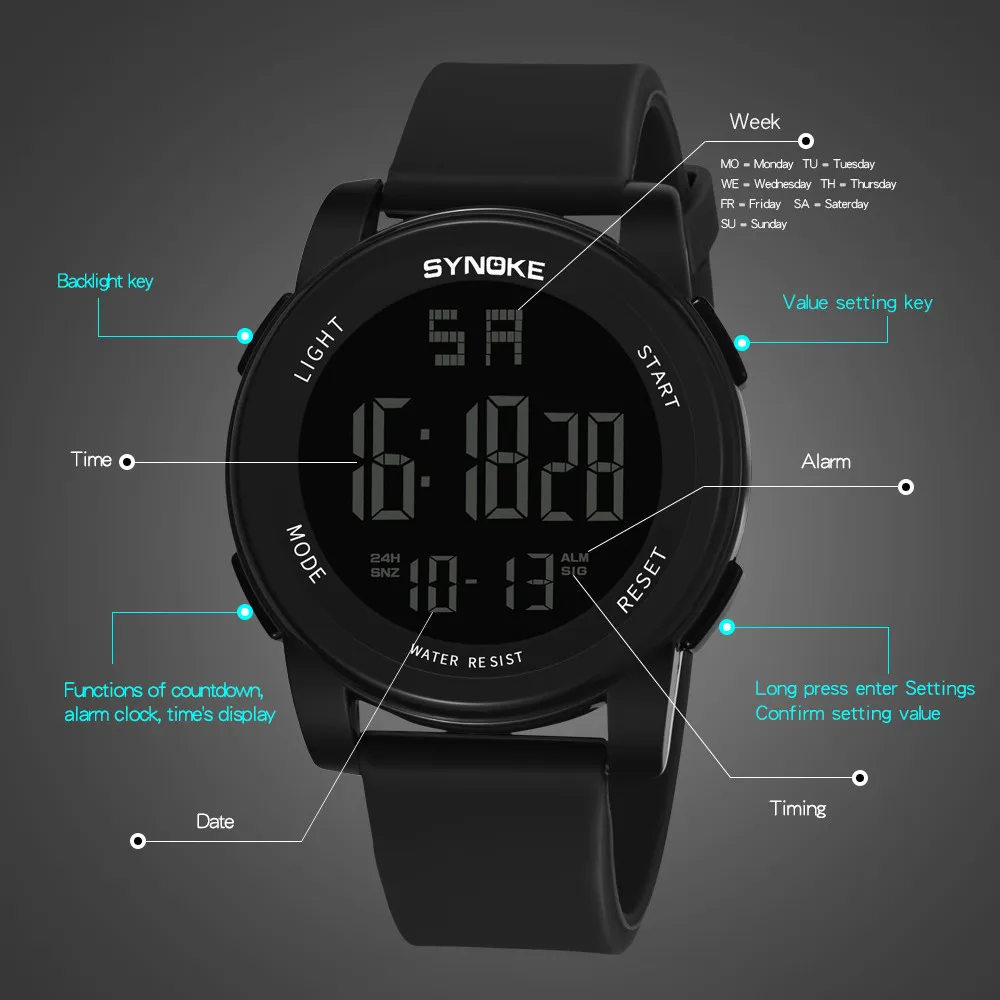 Famous Watch Waterproof Luminous Sensor Led Digital Electronic Watches Luxury Outdoor Military Stopwatch Montre Homme Relogio