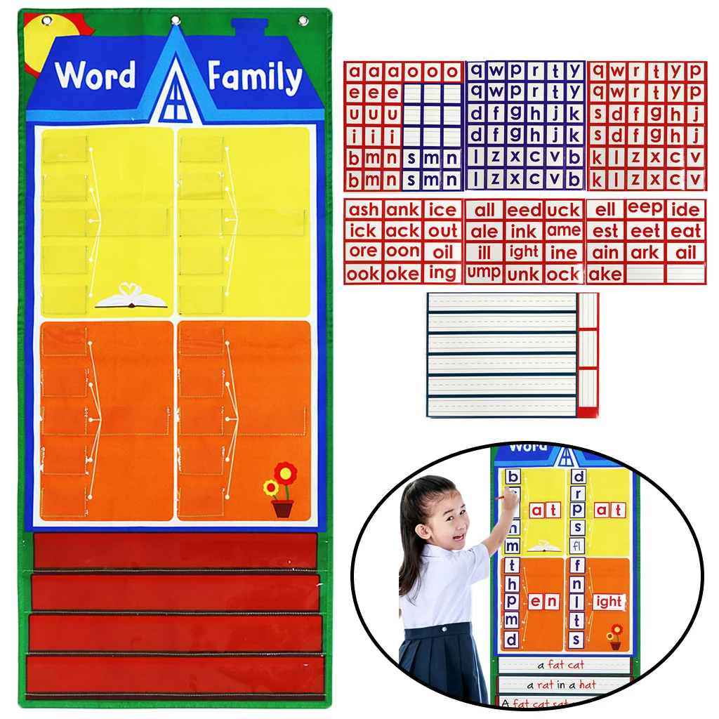 1Set English Learning Card Oxford Cloth Chart Kindergarten Homeschool Preschool Wording Spelling Exercises Kid