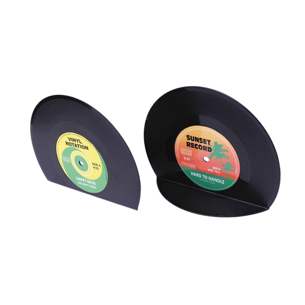 Vintage Vinyl Record Bookends ABS Plastic Book Ends DIY Home Decoration Gift for Music Fans