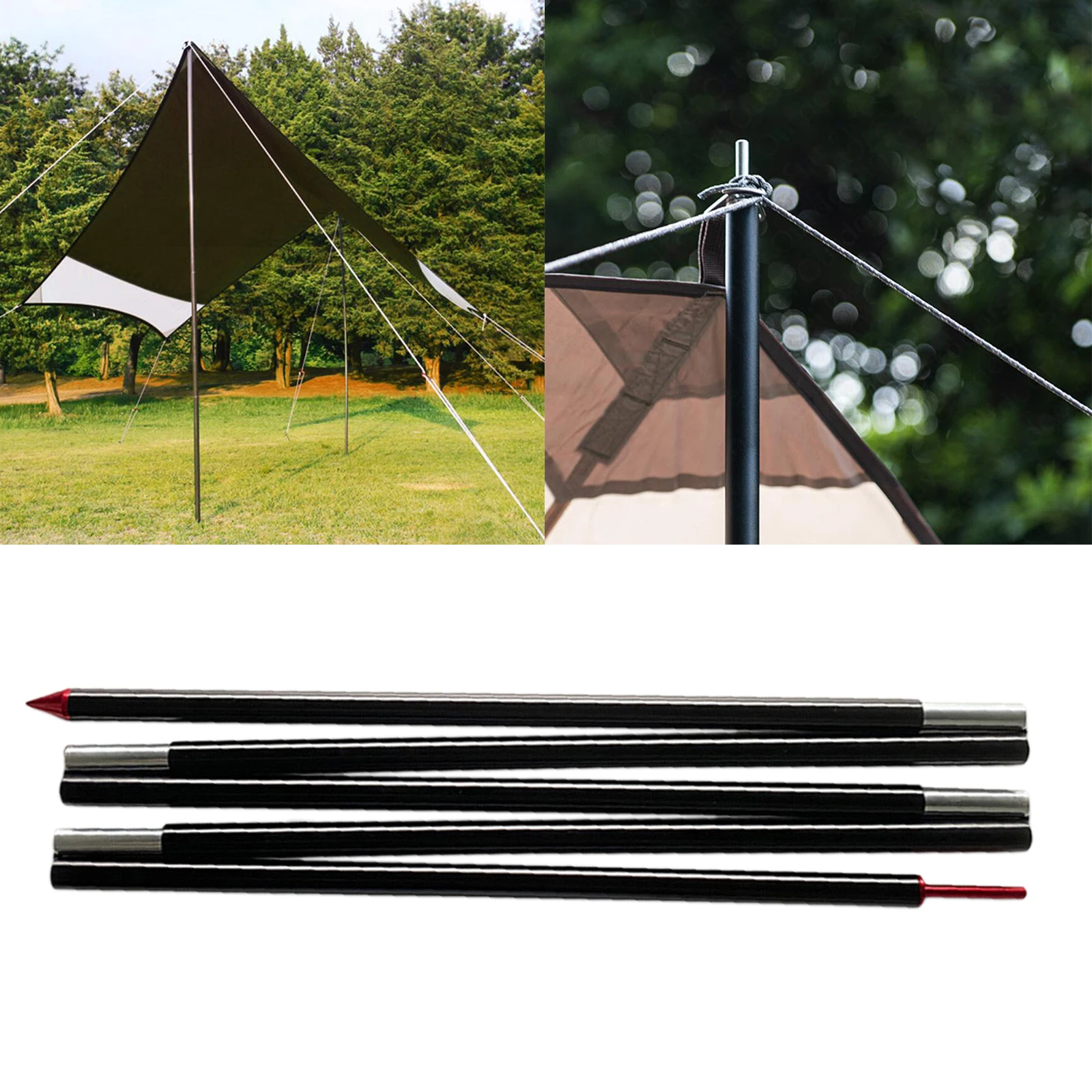 Solid Tarp Poles Camping Backpacking 1 Person Tent Rod Shelter Building