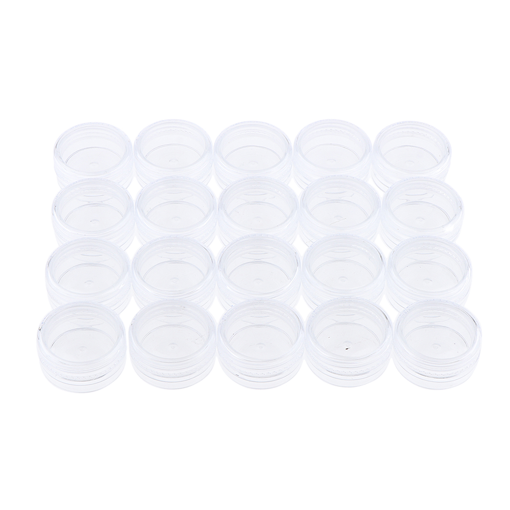 20, 3g, Round Plastic Jar, BPA Free, Empty Cosmetic Container W/ Screw Lids