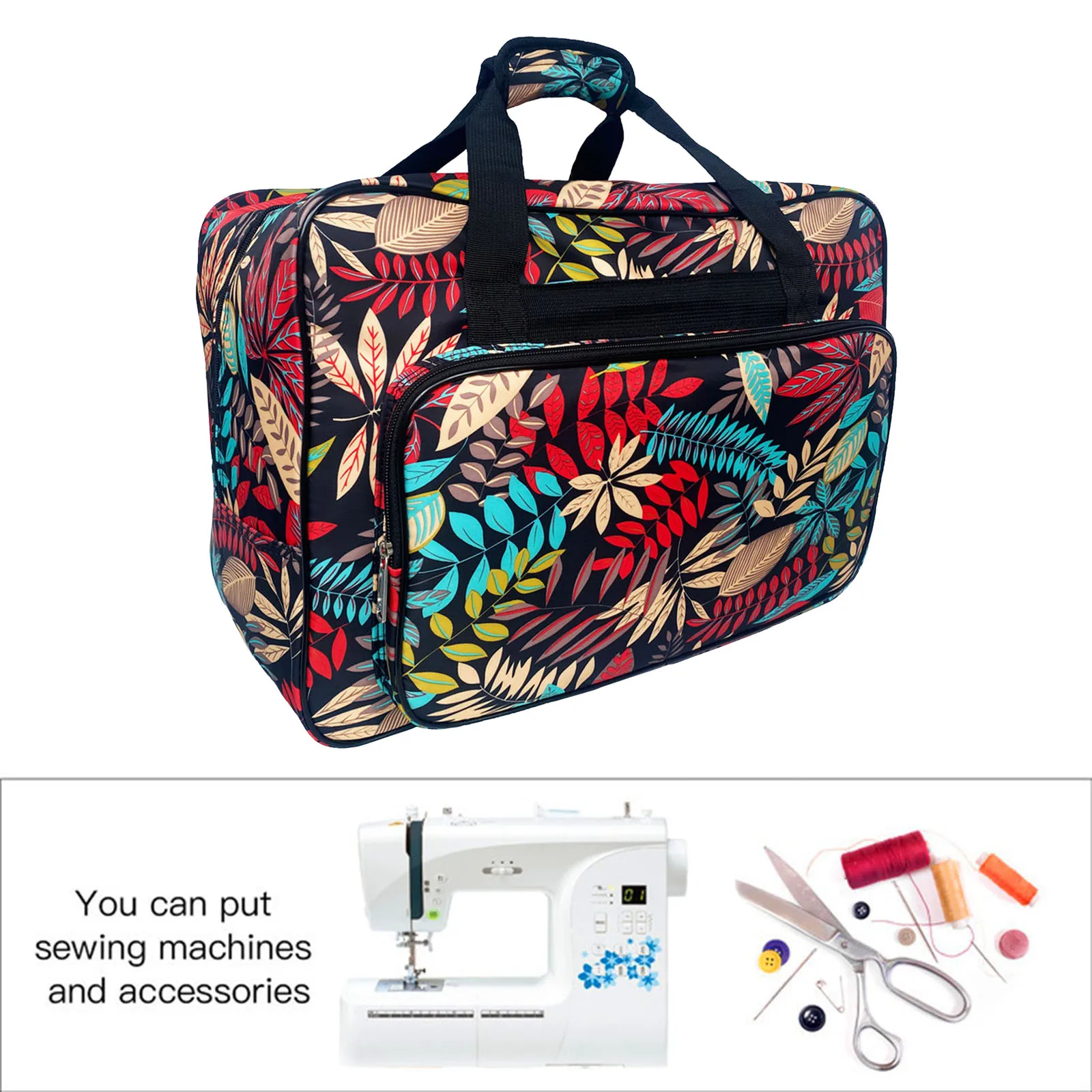 Nylon Sewing Machine Carry Bag 46x23x32cm Lightweight Large Capacity Handbag Travel Tote Tools Pouch Pockets Carrier Pack