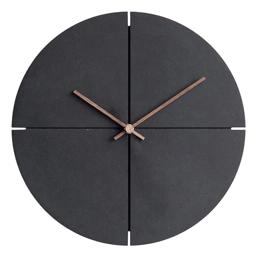 Silent Wall Clock Wooden Simple Design Round Hanging Art Watch Home Living Room Bedroom Minimalist Ornament