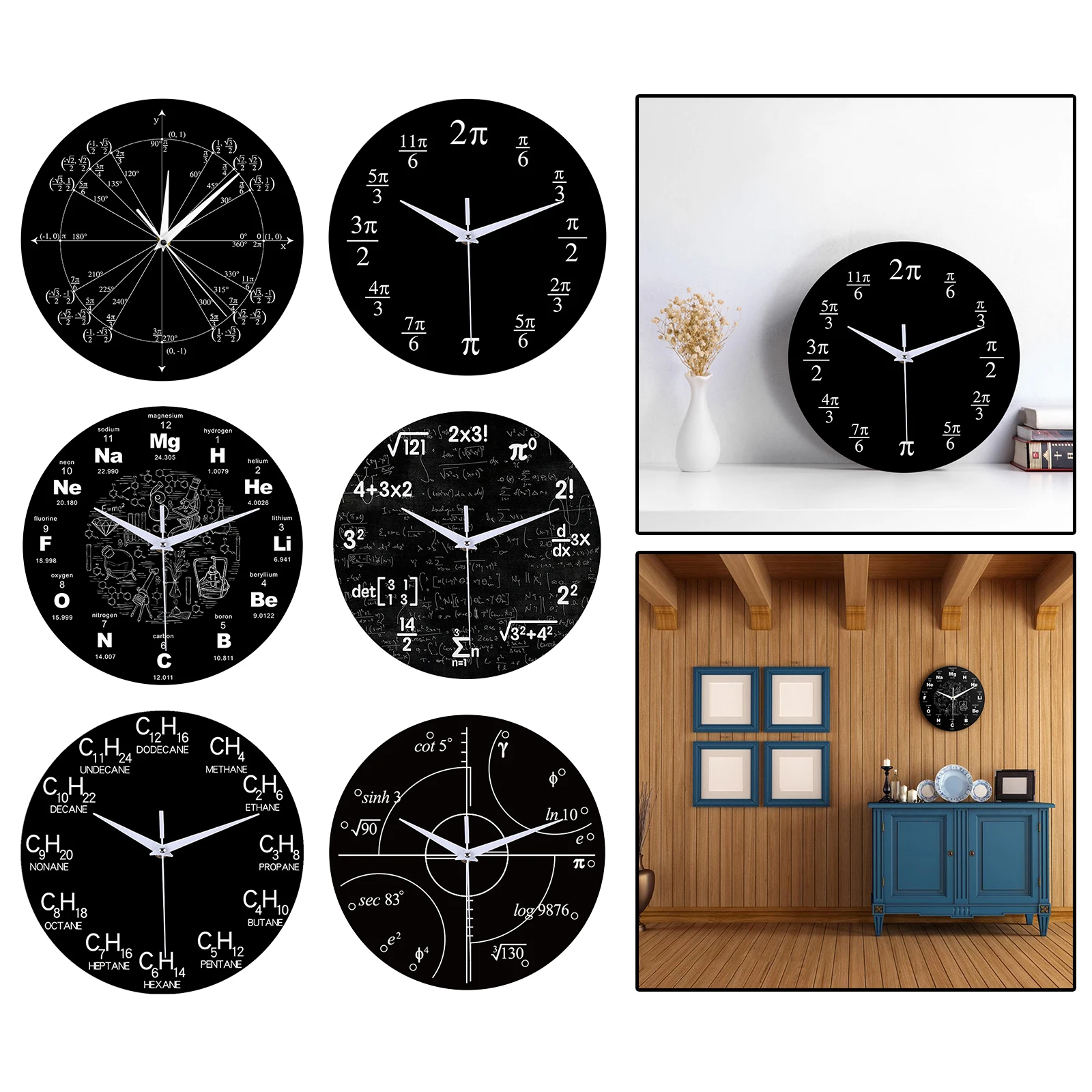 Math wall clock silent non-smoking tick wall clock battery-powered decorative