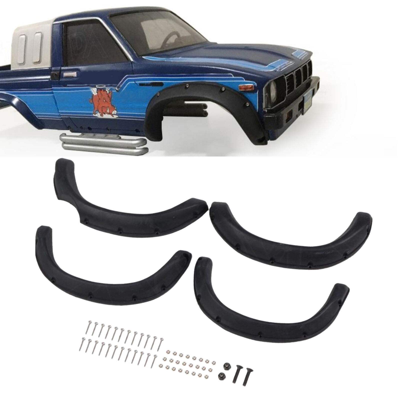 Black RC Car Fender Flares for 1:10 RC TAMIYA Hilux BRUISER  TF2 RC Car Replacements Accessories Part