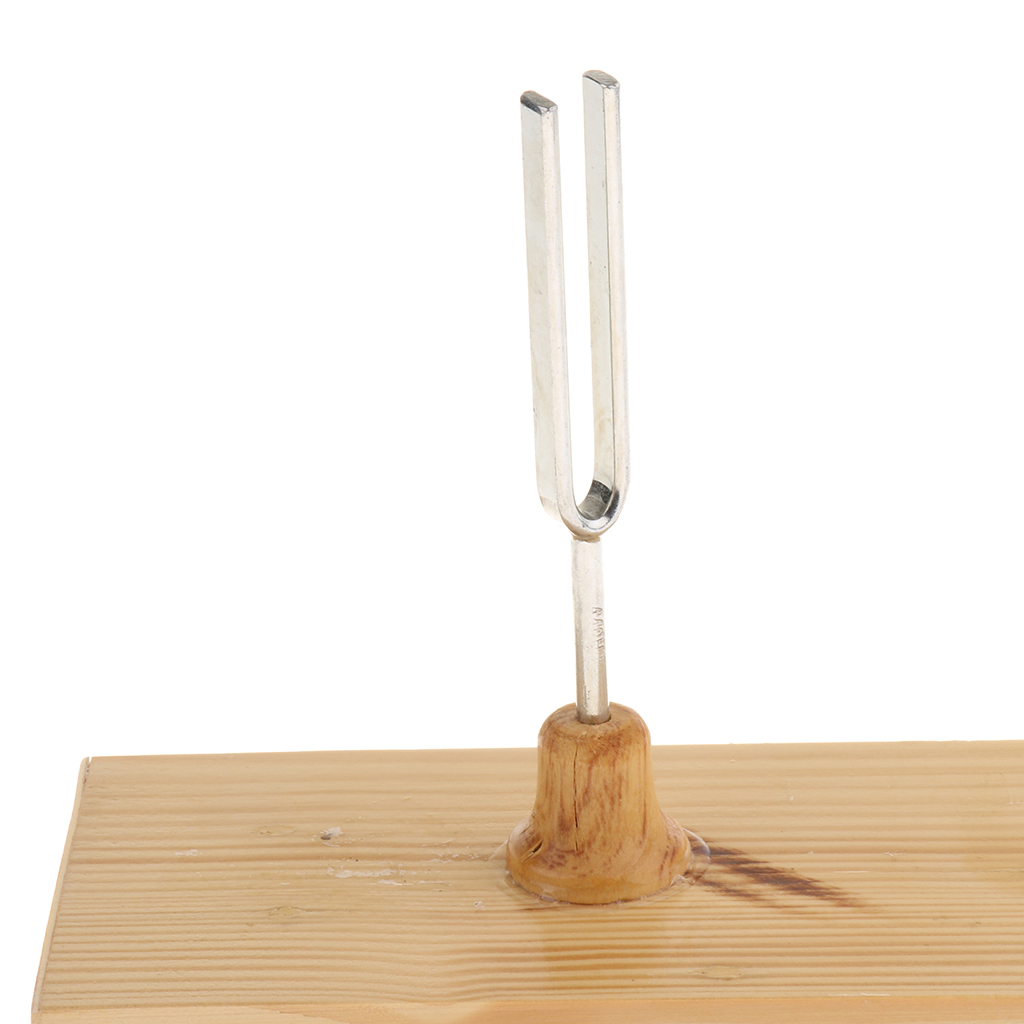 Tuning fork 440 Hz, tuning fork tuner with wooden resonance box and hammer,