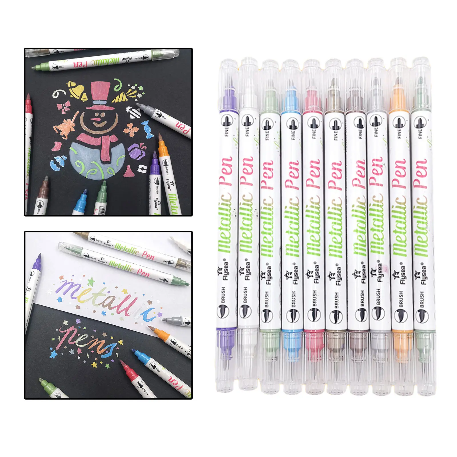 10Pcs Markers Pens Graffiti Shimmer Double Head Paint Pens for Painting Easter Eggs