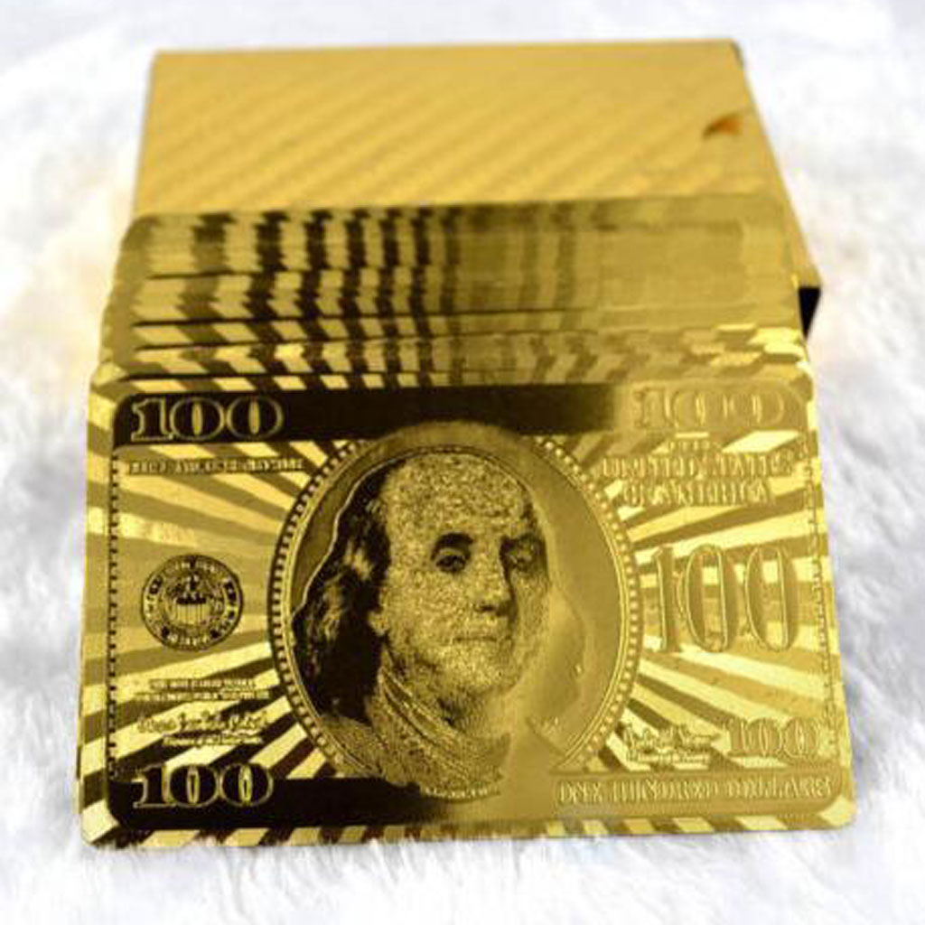 Hot Sale Playing Cards W/ 24K Gold Leaf And Dollar Design Full Deck Poker
