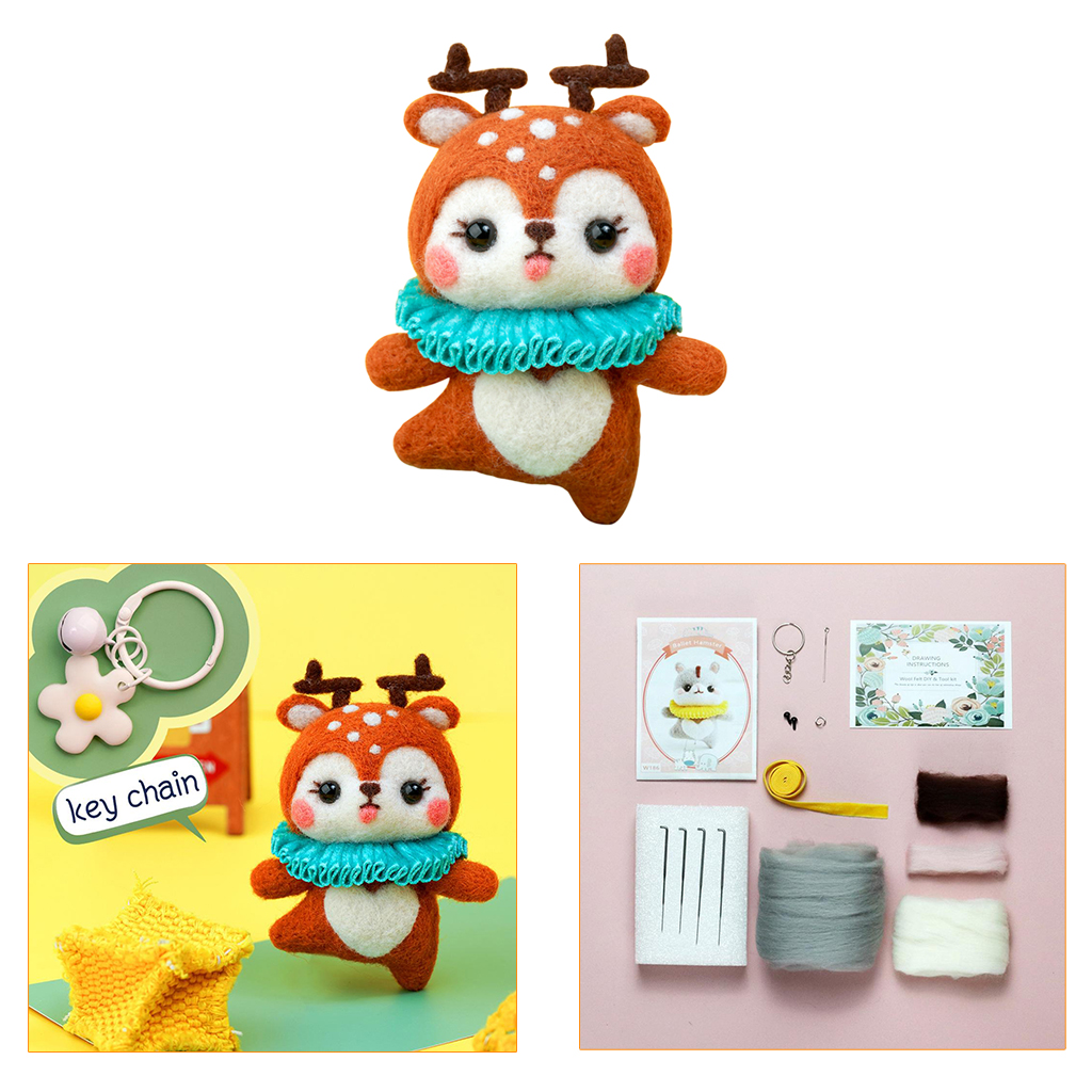DIY Wool Felting Craft Needle Felt Animal Kit Set Cartoon Animals Dceorative