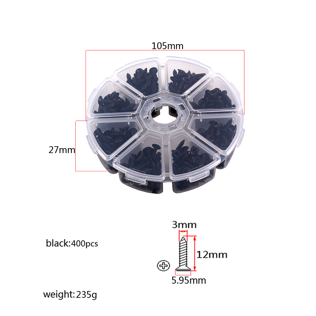 400pcs Black Guitar Pickguard Mounting Screws for Electric Guitar Bass Accs