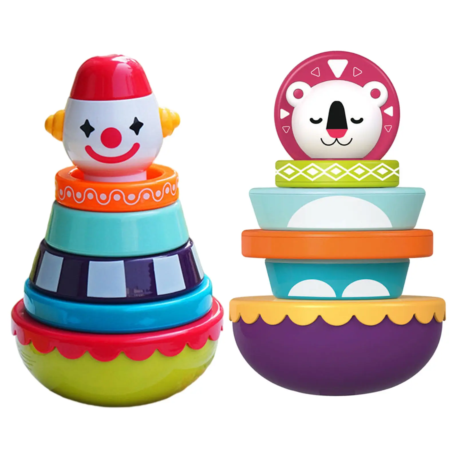 Stacking Rings Weeble Wobble Toys Tumbler Sensory Toys for 3,6,9,12 Months Kids Gifts