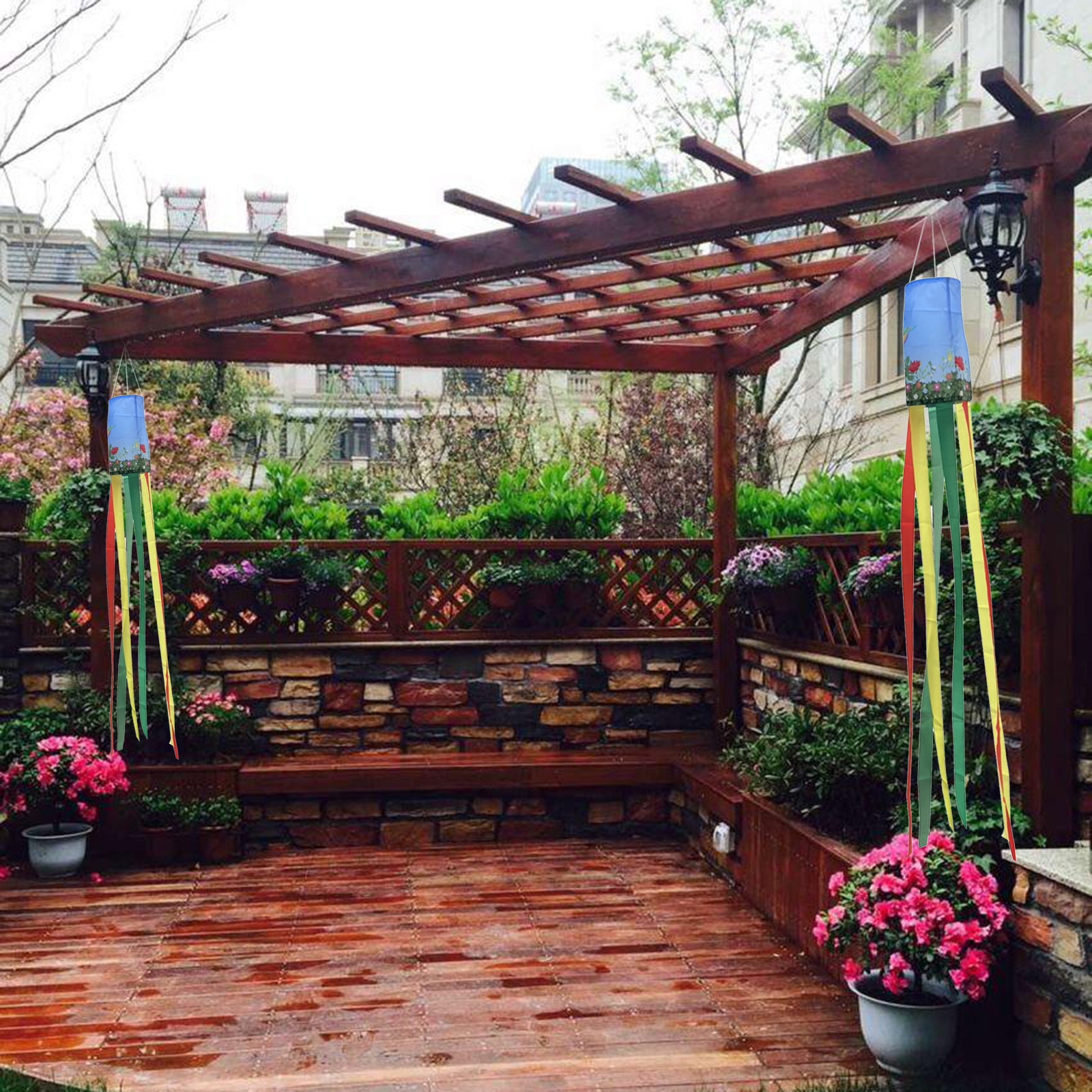 Summer Rainbow Hummingbird Windsock Decor Colorful Wind Sock Flag Banner Outdoor ing Decoration