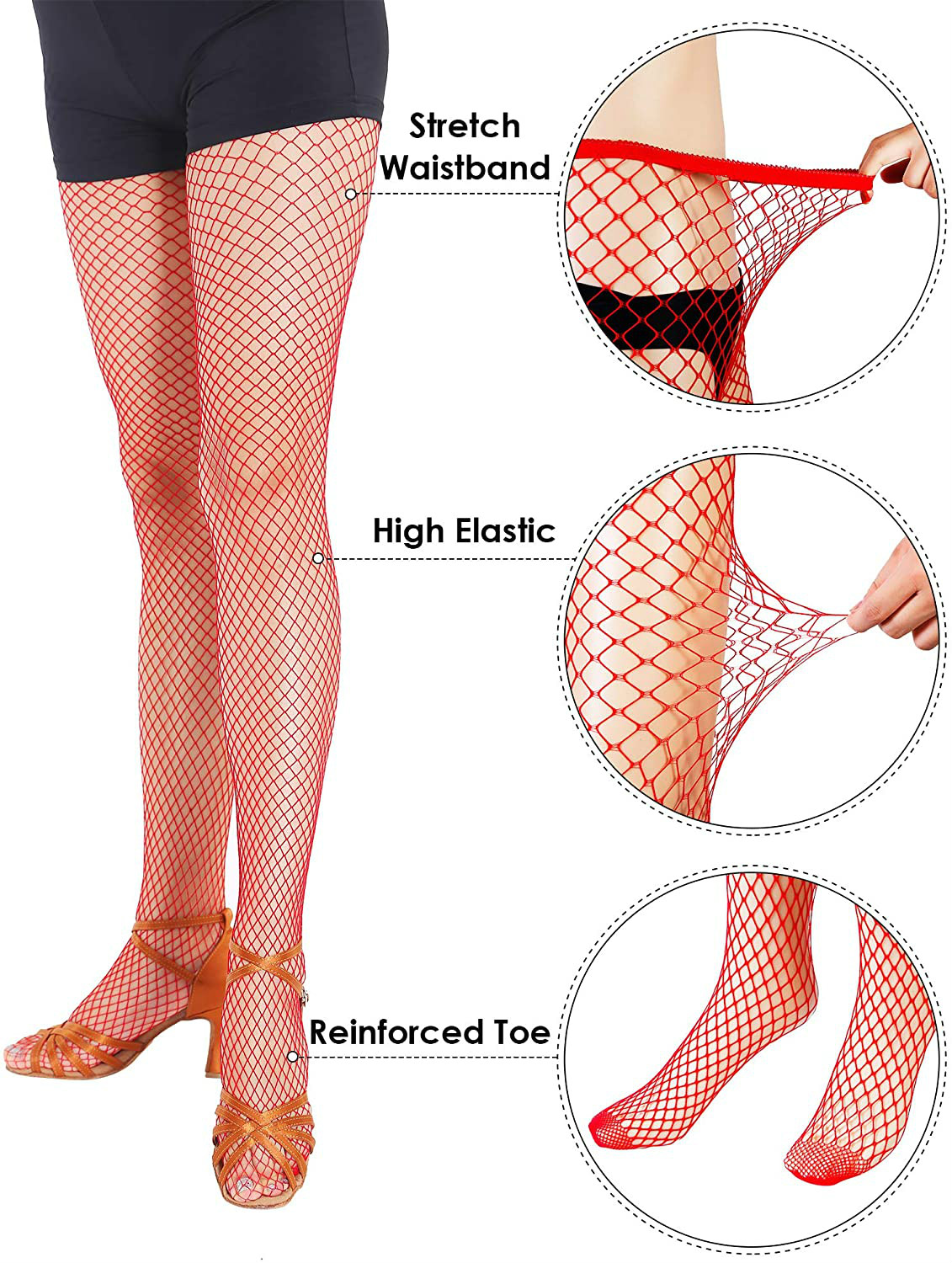 Weihnachten Rote Strumpfhosen Mode Mitte Net Oberschenkel Hohe Strumpfhosen für Frauen Damen Frau Geschenke Nachtclub tragen Strumpfwaren Femme Strumpfhosen – Detail 4