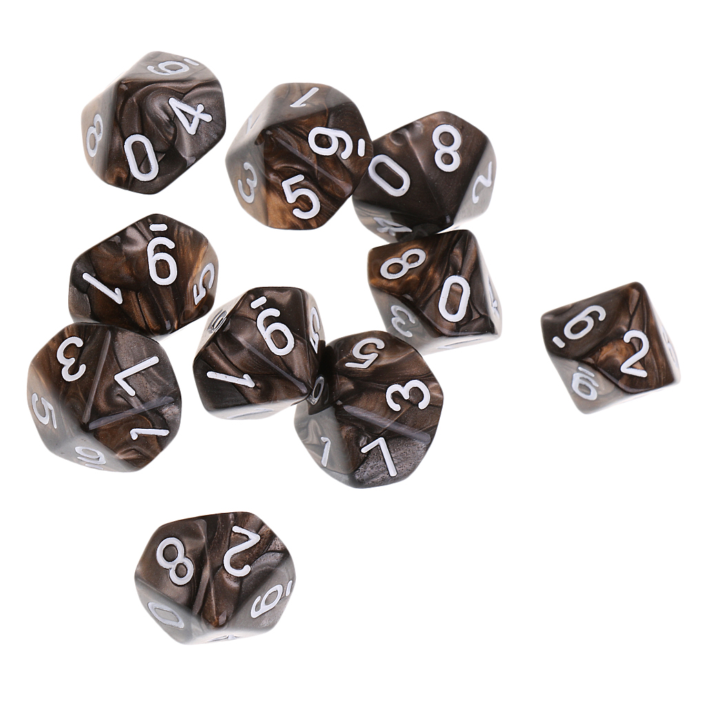 10pieces Dice Set 10 Sided Dice D10 Polyhedral Dice for Party Table Board Games