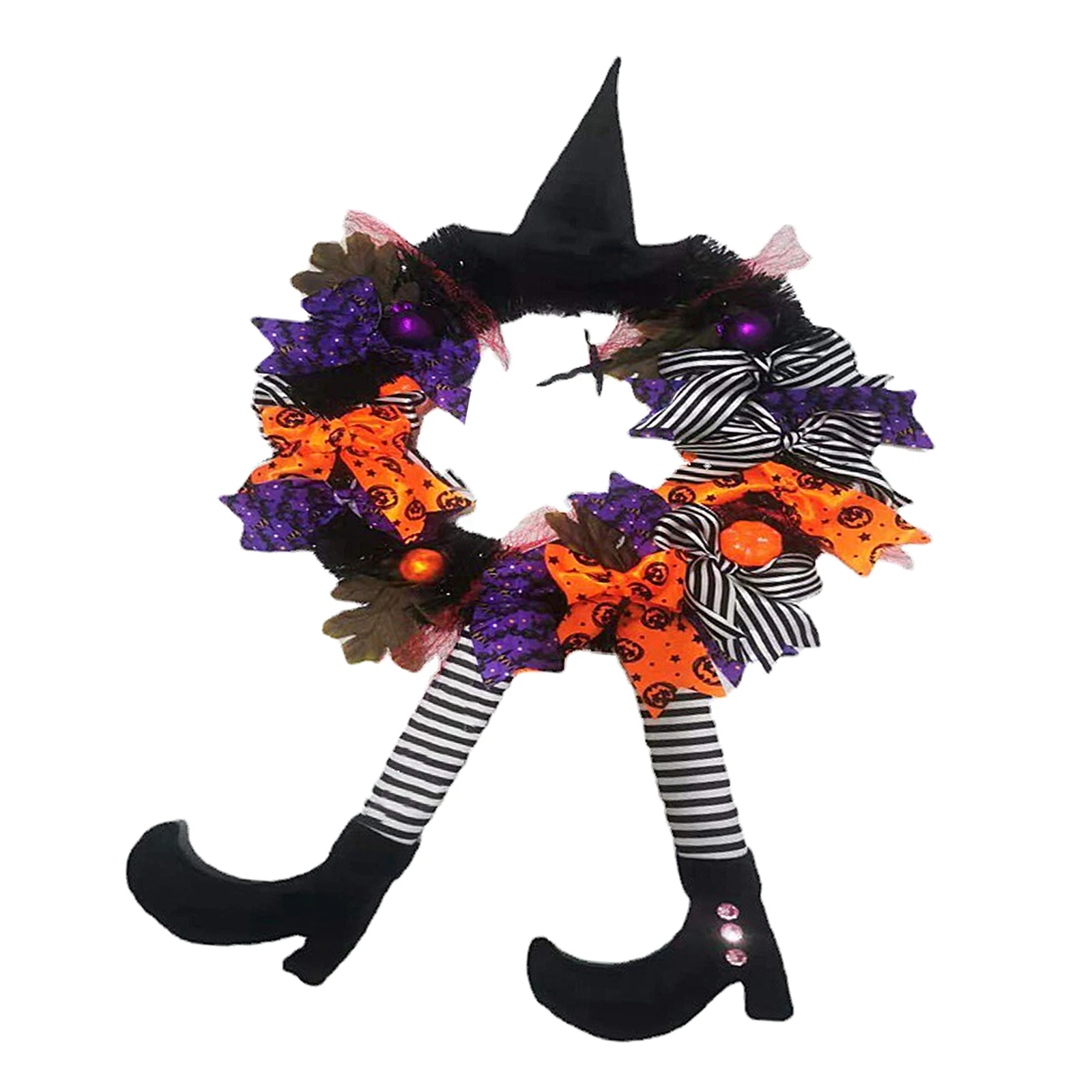 Garland Pendant Window Witch'S Halloween Decorations Halloween Door Decoration Wreath with Pumpkin for Party